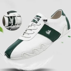 Men's White and Green Casual Sneakers with Unique Wavy Sole and Lace-Up Design – Comfortable Everyday Sport Shoes