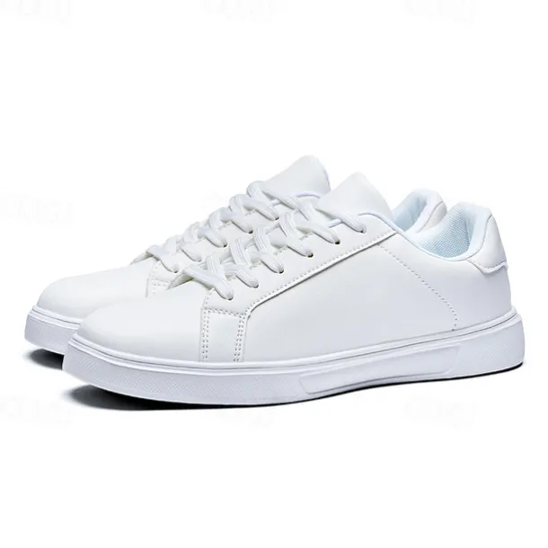 Men's White Casual Sneakers - Stylish and Comfortable Lace-Up Shoes for Everyday Wear