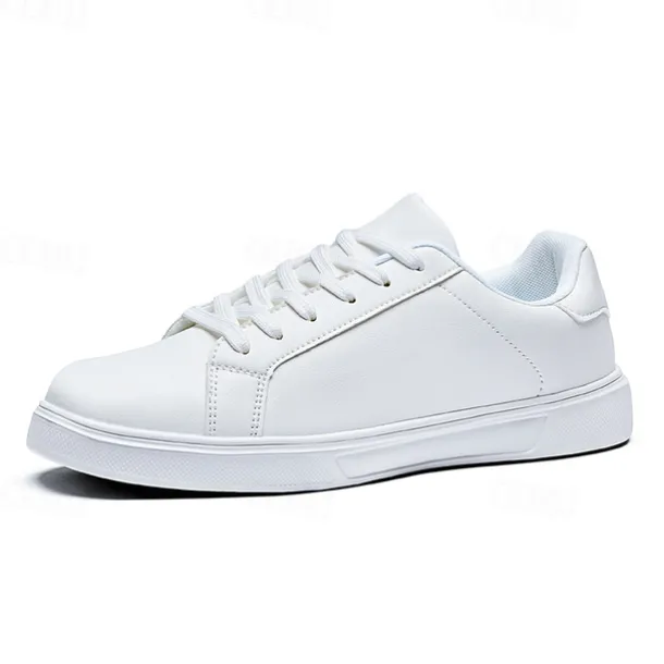 Men's White Casual Sneakers - Stylish and Comfortable Lace-Up Shoes for Everyday Wear