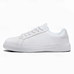 Men's White Casual Sneakers - Stylish and Comfortable Lace-Up Shoes for Everyday Wear