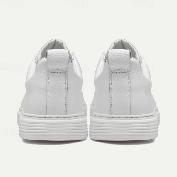 Men's White Leather Slip-On Sneakers – Minimalist Design with Comfortable Sole for Casual Wear