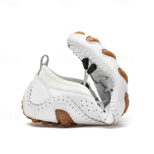 Men's White Perforated Casual Shoes with Hand-Stitched Detailing, Breathable Mesh Upper and Comfortable Slip-On Design