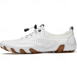Men's White Perforated Casual Shoes with Hand-Stitched Detailing, Breathable Mesh Upper and Comfortable Slip-On Design