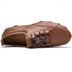 Men's White Perforated Casual Shoes with Hand-Stitched Detailing, Breathable Mesh Upper and Comfortable Slip-On Design