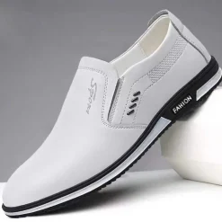Men's White Slip-On Loafers – Casual Lightweight Breathable Shoes for Summer Walking and Outdoor Activities