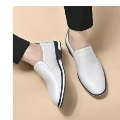 Men's White Slip-On Loafers – Casual Lightweight Breathable Shoes for Summer Walking and Outdoor Activities