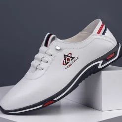 Men's White Slip-On Sports Sneakers – Lightweight Athletic Shoes for Casual and Active Wear, Comfortable and Stylish Design