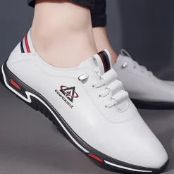 Men's White Slip-On Sports Sneakers – Lightweight Athletic Shoes for Casual and Active Wear, Comfortable and Stylish Design