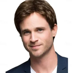 Men's Wig Men's Short Hair Wig Fringe Partial Brown Wig