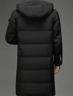 Men's Winter Coat Down Jacket Puffer Jacket Padded Jacket Pocket White Duck Down Vacation Daily Wear Date Long Fashion Casual Comfortable Thermal Warm Fall & Winter Solid / Plain Color Black Gray