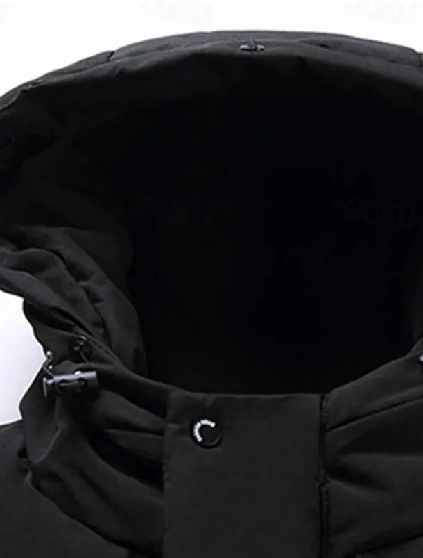 Men's Winter Coat Down Jacket Puffer Jacket Padded Jacket Pocket White Duck Down Vacation Daily Wear Date Long Fashion Casual Comfortable Thermal Warm Fall & Winter Solid / Plain Color Black Gray