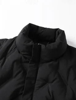 Men's Winter Coat Down Jacket Zipper Pocket Duck Down Vacation Going out To-Go Outdoor Casual / Daily Winter Pure Color Black Beige Gray Puffer Jacket