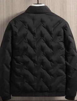 Men's Winter Coat Down Jacket Zipper Pocket Duck Down Vacation Going out To-Go Outdoor Casual / Daily Winter Pure Color Black Beige Gray Puffer Jacket