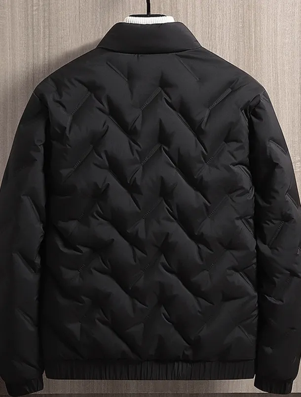 Men's Winter Coat Down Jacket Zipper Pocket Duck Down Vacation Going out To-Go Outdoor Casual / Daily Winter Pure Color Black Beige Gray Puffer Jacket