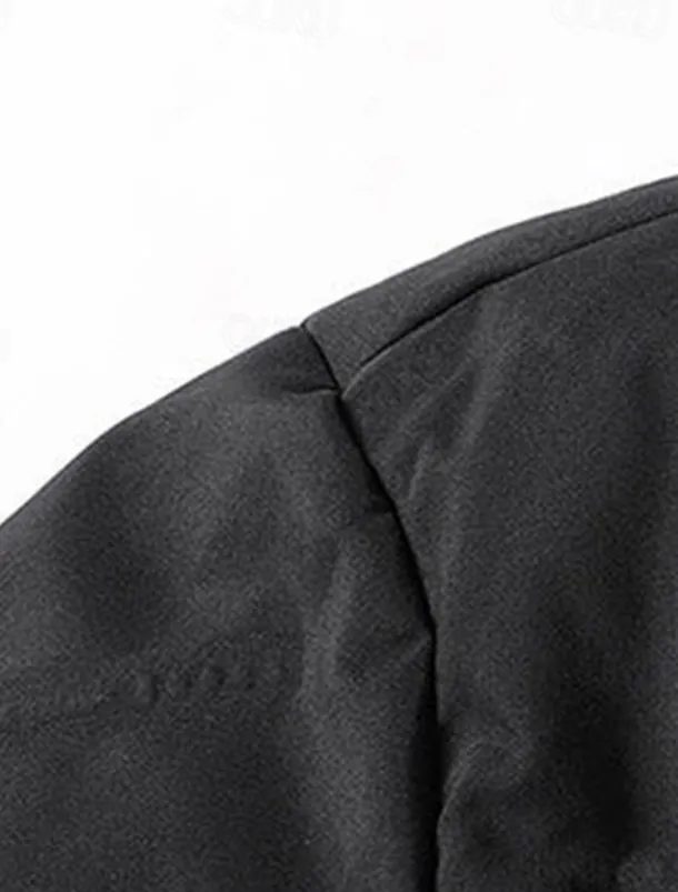 Men's Winter Coat Down Jacket Zipper Pocket Duck Down Vacation Going out To-Go Outdoor Casual / Daily Winter Pure Color Black Beige Gray Puffer Jacket