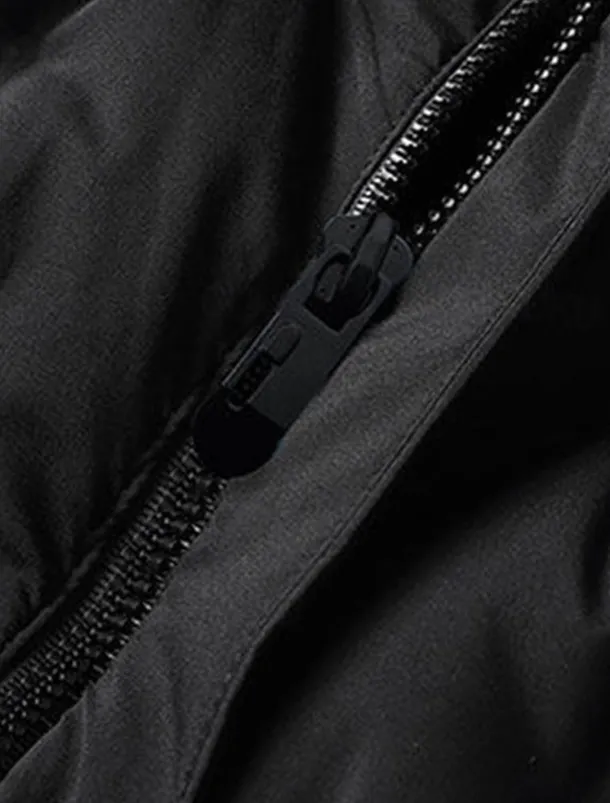 Men's Winter Coat Down Jacket Zipper Pocket Duck Down Vacation Going out To-Go Outdoor Casual / Daily Winter Pure Color Black Beige Gray Puffer Jacket