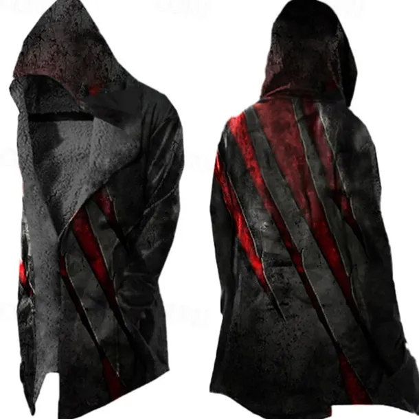 Men's Winter Coat Fleece Jacket Jacket Daily Wear Vacation Fleece Lining With Pockets Print Front Pocket Fall & Winter Footprint / Paw Streetwear Sport Hoodie Regular Blue Green Purple Dark Gray Gray