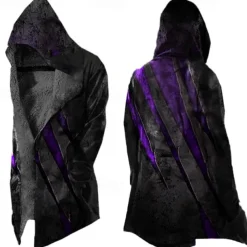 Men's Winter Coat Fleece Jacket Jacket Daily Wear Vacation Fleece Lining With Pockets Print Front Pocket Fall & Winter Footprint / Paw Streetwear Sport Hoodie Regular Blue Green Purple Dark Gray Gray