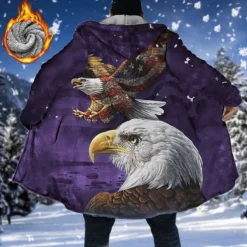 Men's Winter Coat Fleece Jacket Coat Sports & Outdoor Daily Wear Warm Breathable Zipper Pocket Fall & Winter Animal Graphic Prints Fashion Streetwear Hoodie Long Regular Fit Black Red Blue Purple