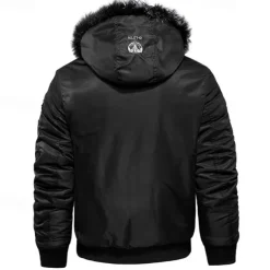 Men's Winter Coat Fleece Jacket Parka Pocket Fleece Polyster Fleece lined Daily Wear Date Vacation Regular Fashion Casual Comfortable Thermal Warm Fall & Winter Letter Black Red Blue Puffer Jacket