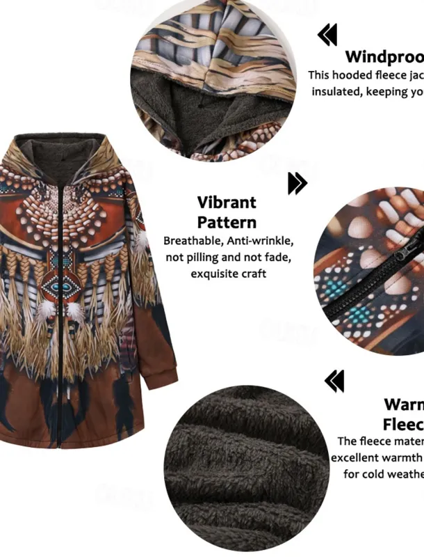 Men's Winter Coat Fleece Jacket Coat Sports & Outdoor Daily Wear Warm Breathable Zipper Pocket Fall & Winter Indian Streetwear Vintage Style Hoodie Long Regular Fit White Yellow Brown khaki Jacket