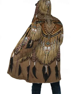 Men's Winter Coat Fleece Jacket Coat Sports & Outdoor Daily Wear Warm Breathable Zipper Pocket Fall & Winter Indian Streetwear Vintage Style Hoodie Long Regular Fit White Yellow Brown khaki Jacket