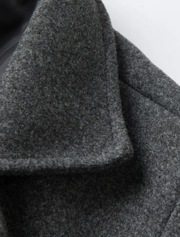 Men's Winter Coat Overcoat Long Trench Coat Outdoor Daily Wear Fall Winter Polyester Outerwear Clothing Apparel Fashion Streetwear Plain Lapel Double Breasted