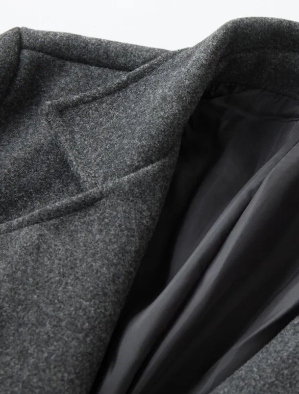 Men's Winter Coat Overcoat Long Trench Coat Outdoor Daily Wear Fall Winter Polyester Outerwear Clothing Apparel Fashion Streetwear Plain Lapel Double Breasted