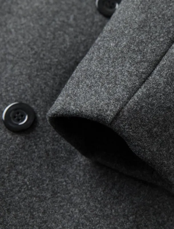 Men's Winter Coat Overcoat Long Trench Coat Outdoor Daily Wear Fall Winter Polyester Outerwear Clothing Apparel Fashion Streetwear Plain Lapel Double Breasted