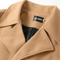 Men's Winter Coat Overcoat Peacoat Trench Coat Outdoor Daily Wear Fall & Winter 95% polyester 5% cotton Thermal Warm Windbreaker Outerwear Clothing Apparel Fashion Streetwear Plain Lapel Double