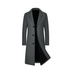 Men's Winter Coat Overcoat Trench Coat Outdoor Daily Wear Fall & Winter Polyester Thermal Warm Windproof Outerwear Clothing Apparel Fashion Streetwear Plain Lapel Single Breasted