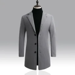 Men's Winter Coat Overcoat Business Casual Winter Polyester Thermal Warm Windbreaker Outerwear Clothing Apparel Business Classical