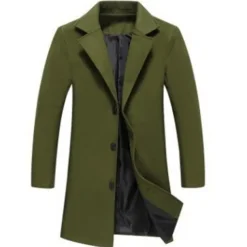 Men's Winter Coat Overcoat Business Casual Winter Polyester Thermal Warm Windbreaker Outerwear Clothing Apparel Business Classical