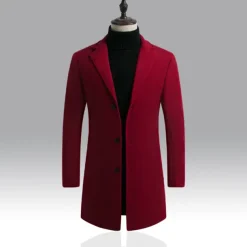 Men's Winter Coat Overcoat Business Casual Winter Polyester Thermal Warm Windbreaker Outerwear Clothing Apparel Business Classical