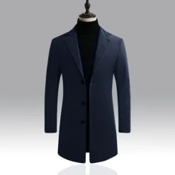 Men's Winter Coat Overcoat Business Casual Winter Polyester Thermal Warm Windbreaker Outerwear Clothing Apparel Business Classical