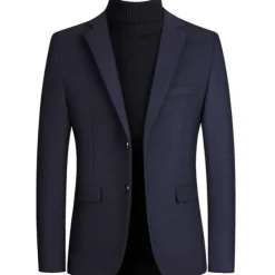 Men's Winter Coat Overcoat Trench Coat Daily Winter Polyester Thermal Warm Washable Outerwear Clothing Apparel Business Blazers Solid Colored Pocket Lapel Single Breasted