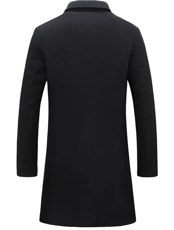 Men's Winter Coat Overcoat Trench Coat Office & Career Daily Wear Winter Polyester Thermal Warm Windproof Outerwear Clothing Apparel Fashion Warm Ups Plain Pocket Lapel Single Breasted