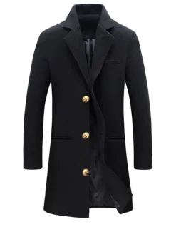 Men's Winter Coat Overcoat Trench Coat Short Coat Overcoat Work Business Winter Polyester Warm Outerwear Clothing Apparel Solid Colored Classic Style Notch lapel collar