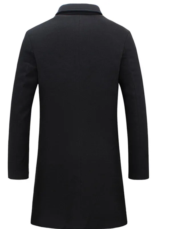 Men's Winter Coat Overcoat Trench Coat Short Coat Overcoat Work Business Winter Polyester Warm Outerwear Clothing Apparel Solid Colored Classic Style Notch lapel collar