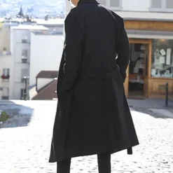 Men's Winter Coat Overcoat Business Casual Fall Winter Polyester Windproof Warm Outerwear Clothing Apparel Stylish Casual non-printing Pure Color Pocket Lapel Open Front