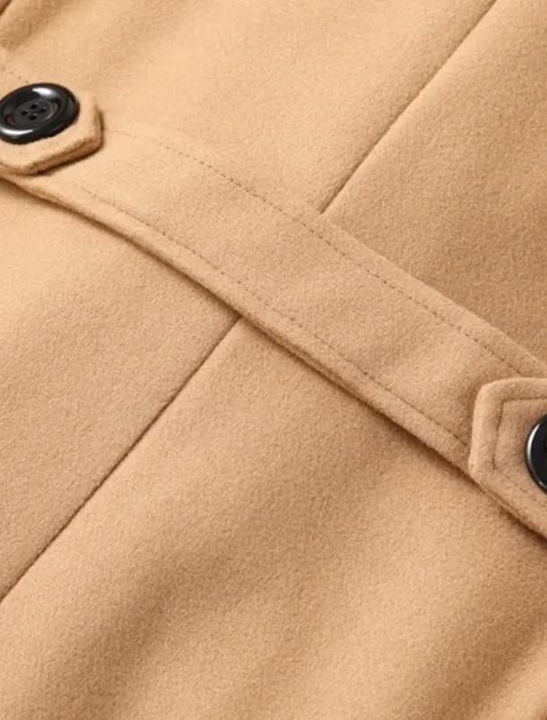 Men's Winter Coat Peacoat Business Casual Winter Polyester Thermal Warm Windbreaker Outerwear Clothing Apparel Business Classical