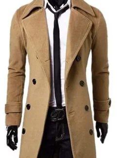 Men's Winter Coat Peacoat Business Casual Winter Polyester Thermal Warm Windbreaker Outerwear Clothing Apparel Business Classical