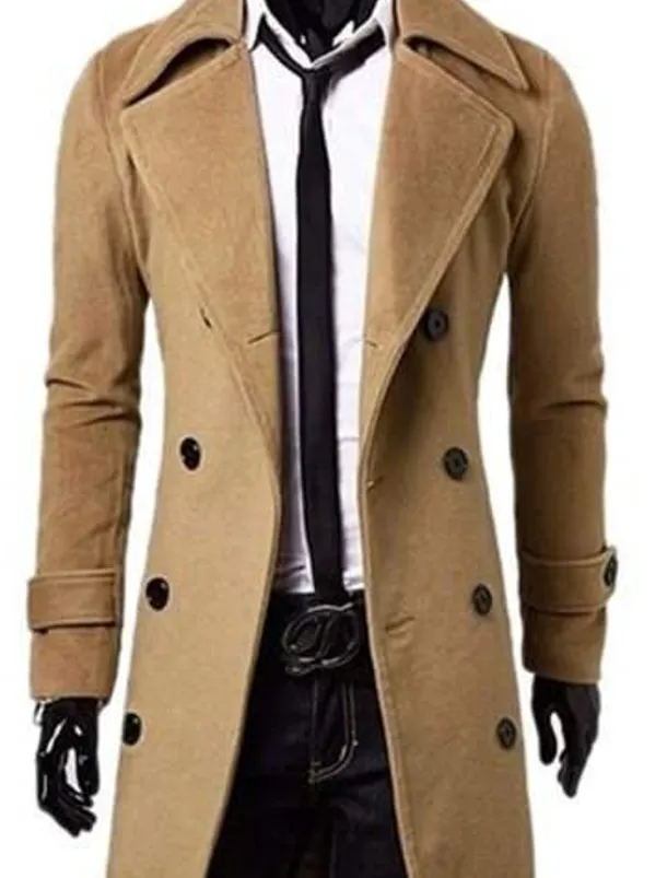 Men's Winter Coat Peacoat Business Casual Winter Polyester Thermal Warm Windbreaker Outerwear Clothing Apparel Business Classical