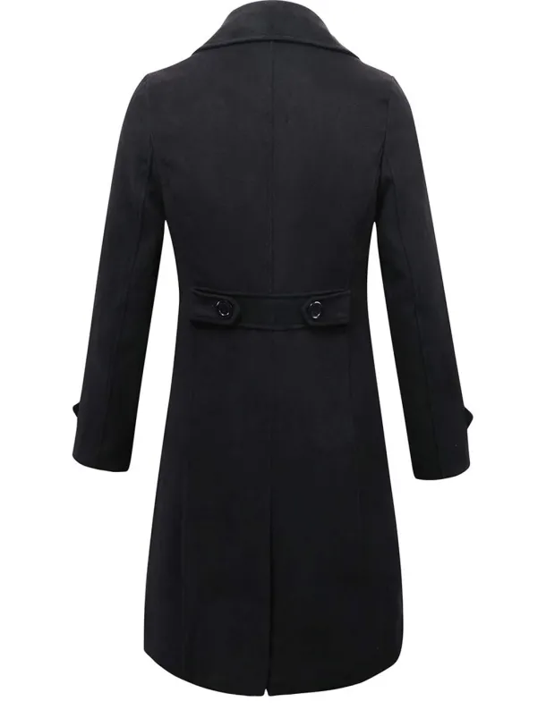 Men's Winter Coat Peacoat Business Casual Winter Polyester Thermal Warm Windbreaker Outerwear Clothing Apparel Business Classical