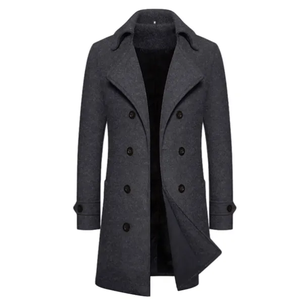Men's Winter Coat Peacoat Trench Coat Outdoor Daily Wear Fall & Winter 95% polyester 5% cotton Outerwear Clothing Apparel Fashion Streetwear Plain Lapel Double Breasted