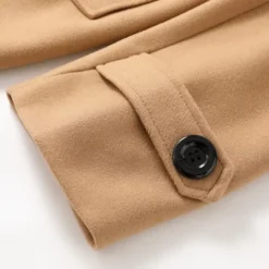 Men's Winter Coat Peacoat Trench Coat Outdoor Daily Wear Fall & Winter 95% polyester 5% cotton Outerwear Clothing Apparel Fashion Streetwear Plain Lapel Double Breasted