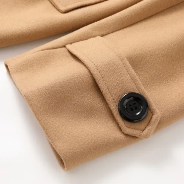 Men's Winter Coat Peacoat Trench Coat Outdoor Daily Wear Fall & Winter 95% polyester 5% cotton Outerwear Clothing Apparel Fashion Streetwear Plain Lapel Double Breasted