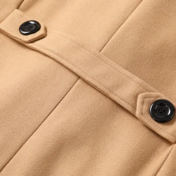 Men's Winter Coat Peacoat Trench Coat Outdoor Daily Wear Fall & Winter 95% polyester 5% cotton Outerwear Clothing Apparel Fashion Streetwear Plain Lapel Double Breasted