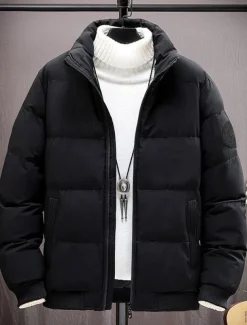 Men's Winter Coat Puffer Jacket Padded Jacket Pocket Polyster Daily Wear Date Vacation Regular Fashion Casual Comfortable Thermal Warm Fall & Winter Color Block Black Red Army Green Gray Puffer Jacket