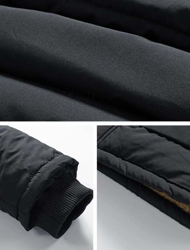 Men's Winter Coat Puffer Jacket Fleece Jacket Padded Jacket Pocket Polyster Vacation Daily Wear Date Regular Fashion Casual Comfortable Thermal Warm Fall & Winter Solid / Plain Color Black Dark Blue